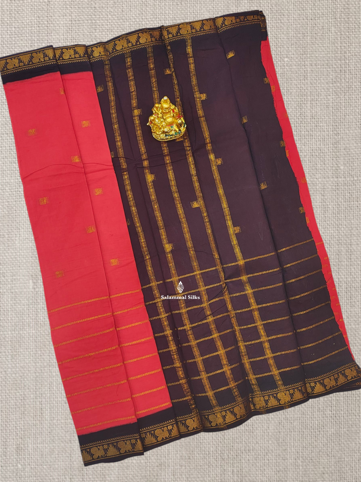 Beautiful Olive Velthari Lines And Buttas Printed Pure Sungudi Cotton Saree With Contrast Black Border