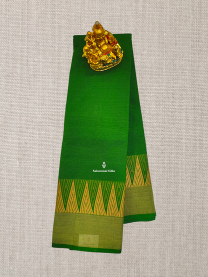 Violet Beautiful Chettinad Plain Pure Cotton Saree With Sandal Thread Work Traditional Temple Border