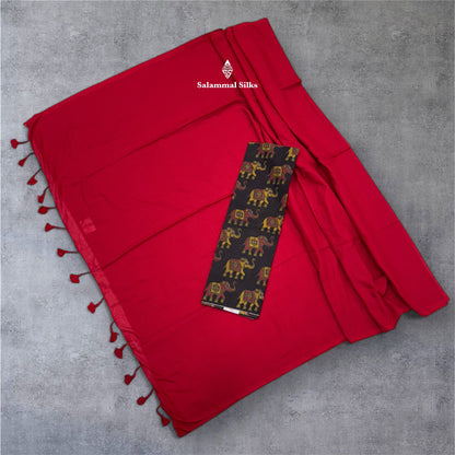 Lemon Yellow Colour Khadi Cotton Saree With Running Blouse & Kalamkari Blouse