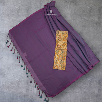 Lemon Yellow Colour Khadi Cotton Saree With Running Blouse & Kalamkari Blouse