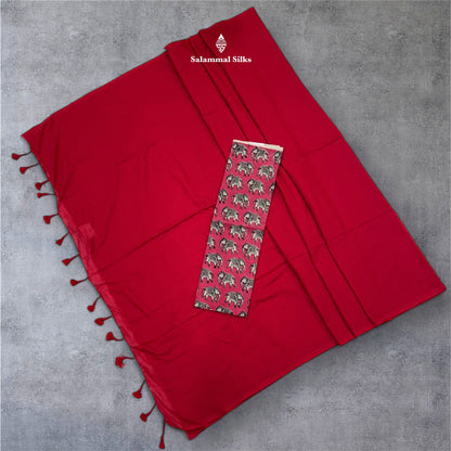 Lemon Yellow Colour Khadi Cotton Saree With Running Blouse & Kalamkari Blouse