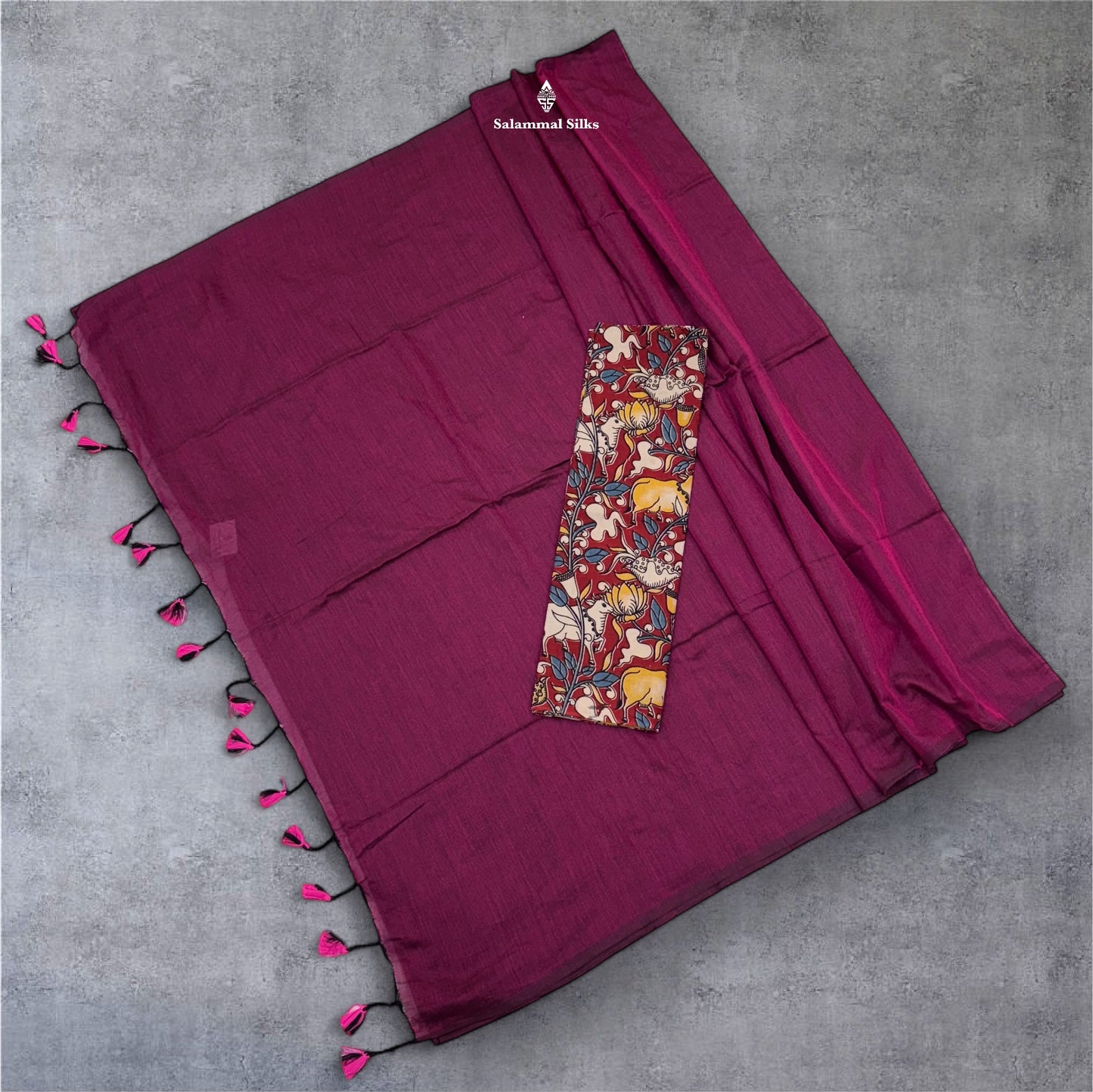 Lemon Yellow Colour Khadi Cotton Saree With Running Blouse & Kalamkari Blouse