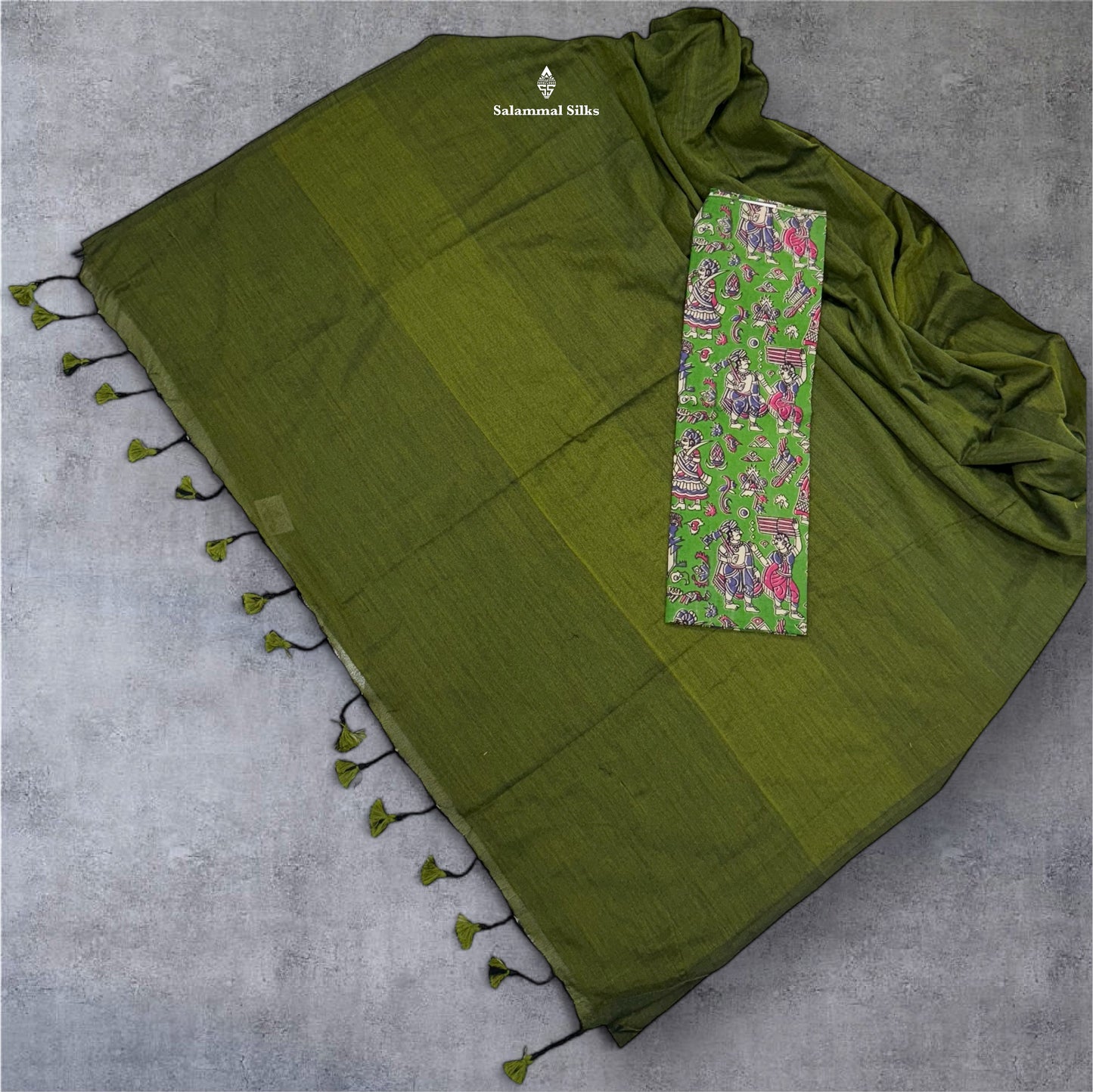 Lemon Yellow Colour Khadi Cotton Saree With Running Blouse & Kalamkari Blouse