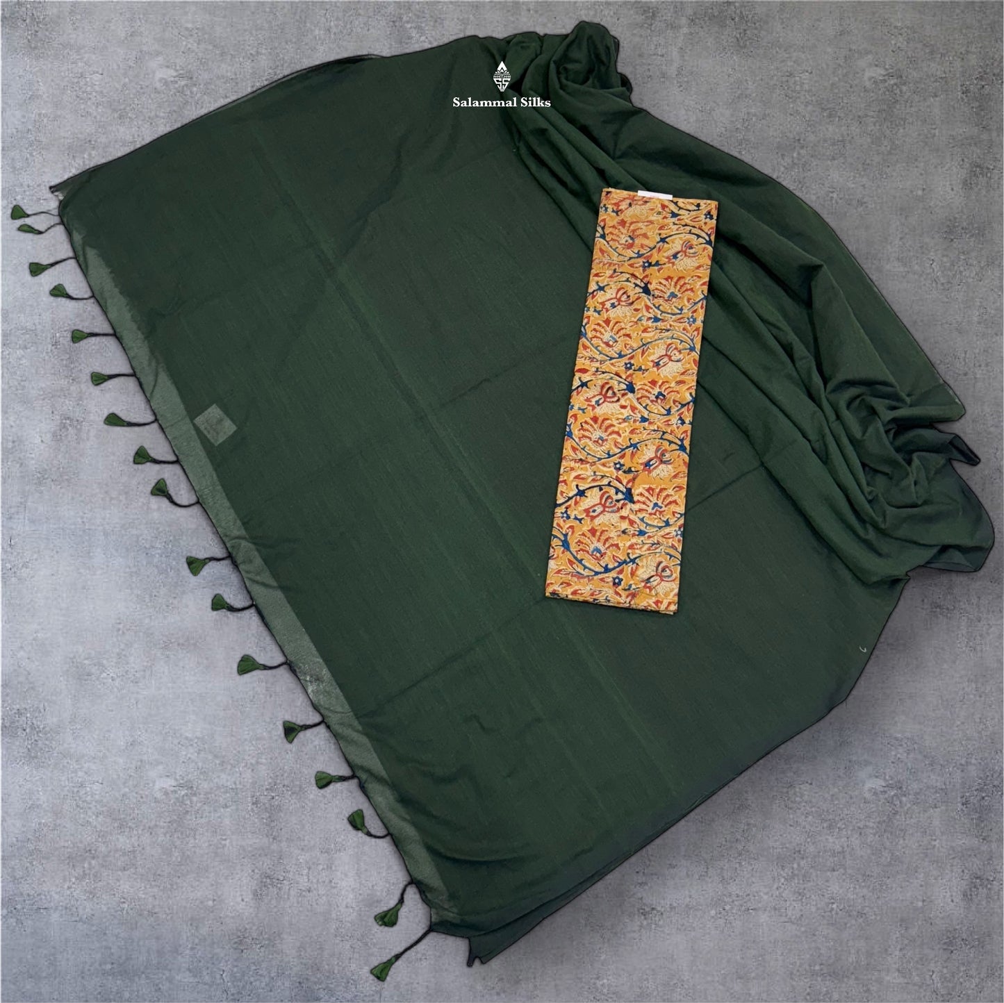 Lemon Yellow Colour Khadi Cotton Saree With Running Blouse & Kalamkari Blouse