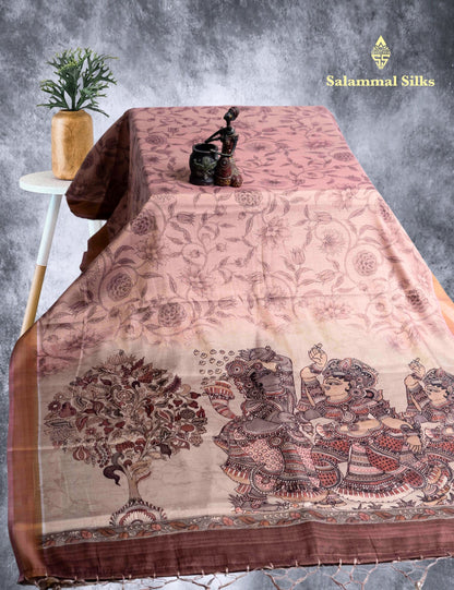Green Tissue Kalamkari Print Saree