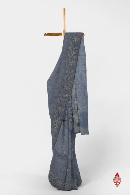 GreyFancy Saree With Designer Border