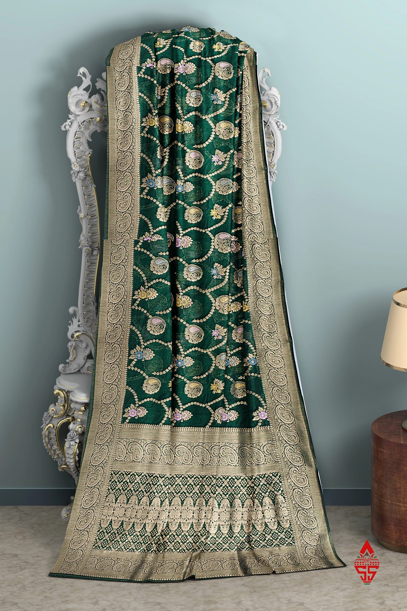 Bottle Green Grand Fancy Saree With Blouse