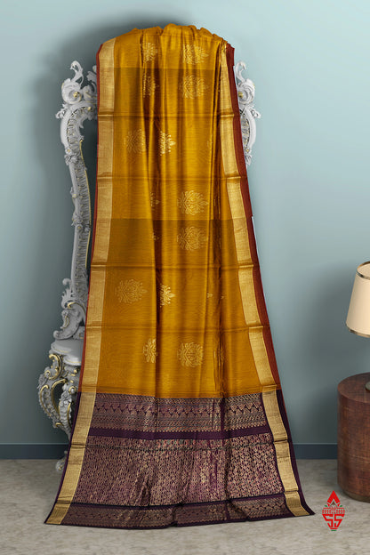 Mustard Yellow Beautiful SICO Cotton Saree With Violet Blouse