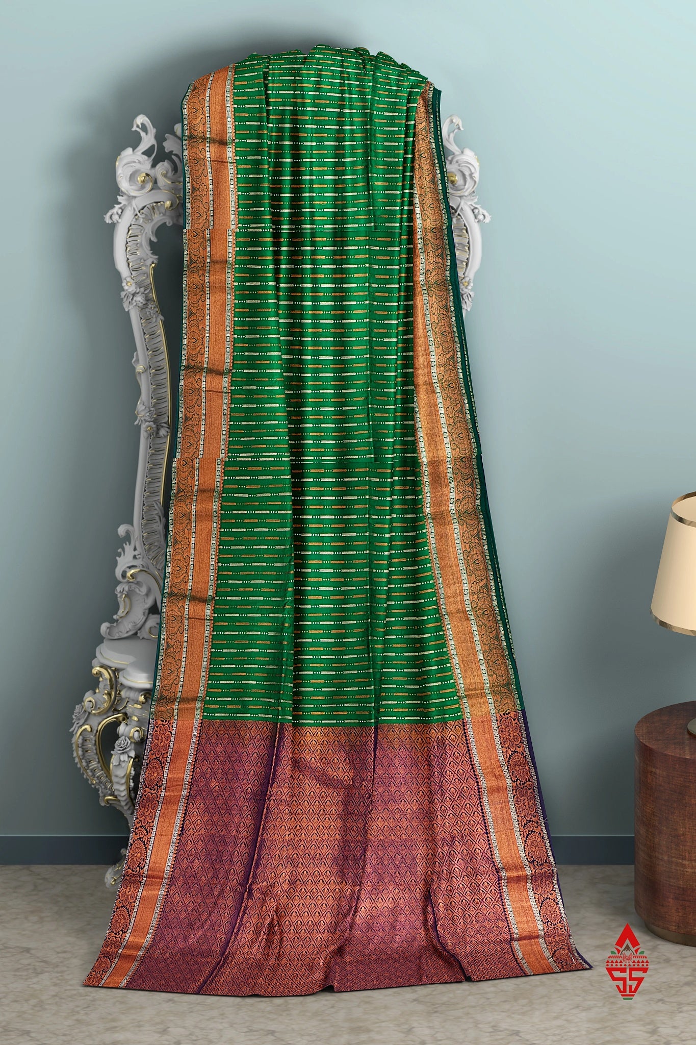 Green Semi Soft Silk Saree With Baby Violet Blouse