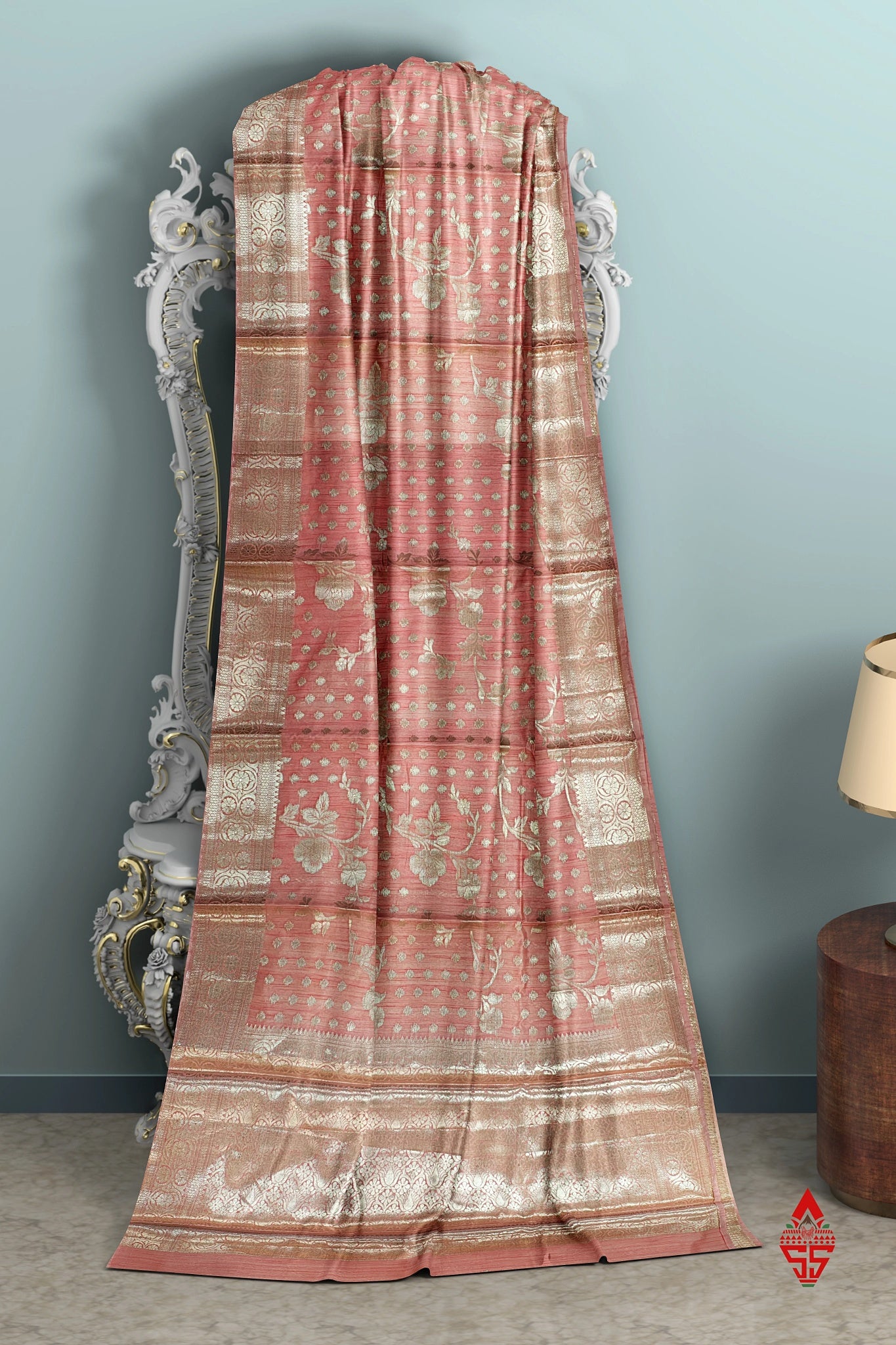 Baby Pink Beautiful Fancy Saree With Fancy Silver Zari Border