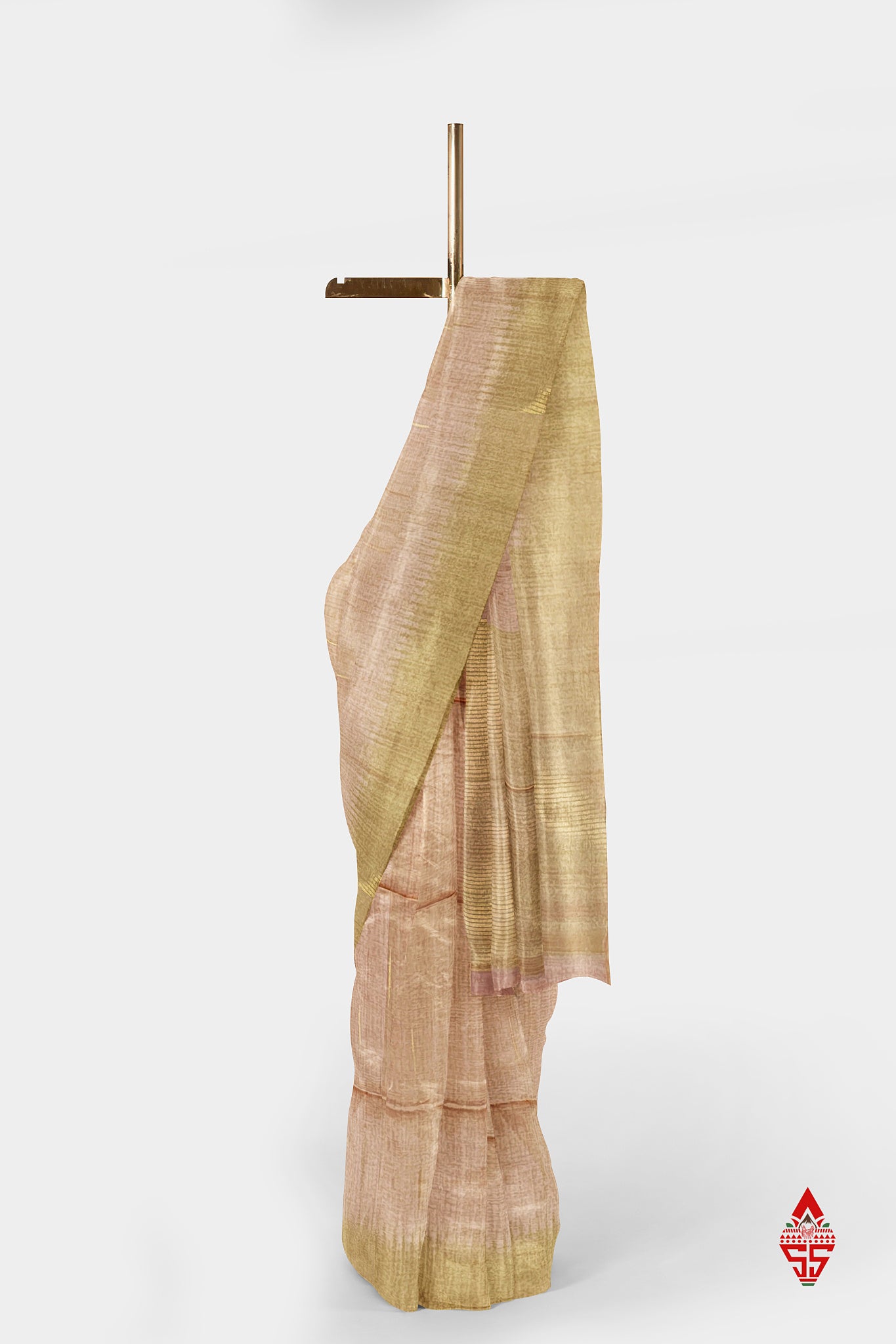 Light PeachFancy Saree With Temple Border