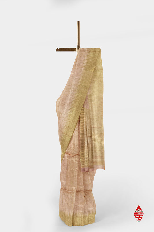 Light PeachFancy Saree With Temple Border