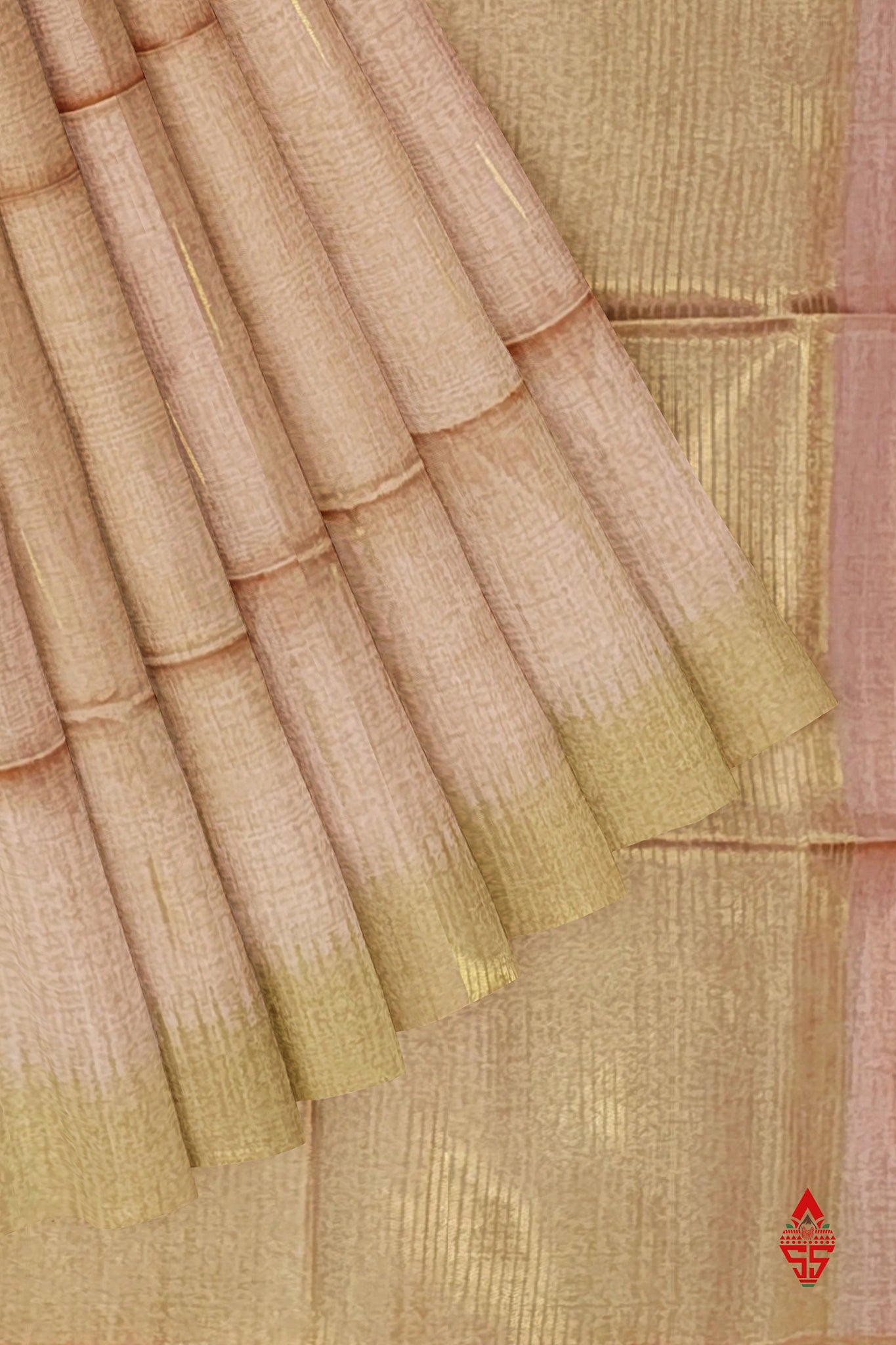 Light PeachFancy Saree With Temple Border