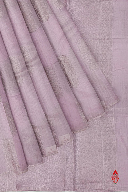Light Lavender Beautiful Fancy Saree Without border