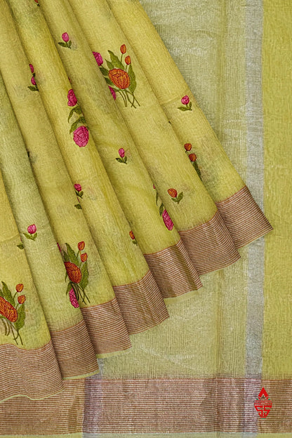 Parrot Green Beautiful Fancy Saree With Blouse