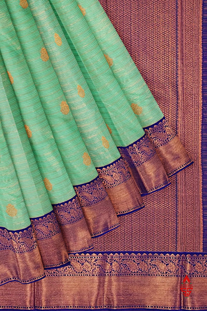 Rexsona Green Linses Semi Silk Saree With Violet Border