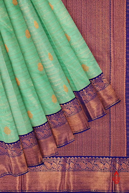 Rexsona Green Linses Semi Silk Saree With Violet Border