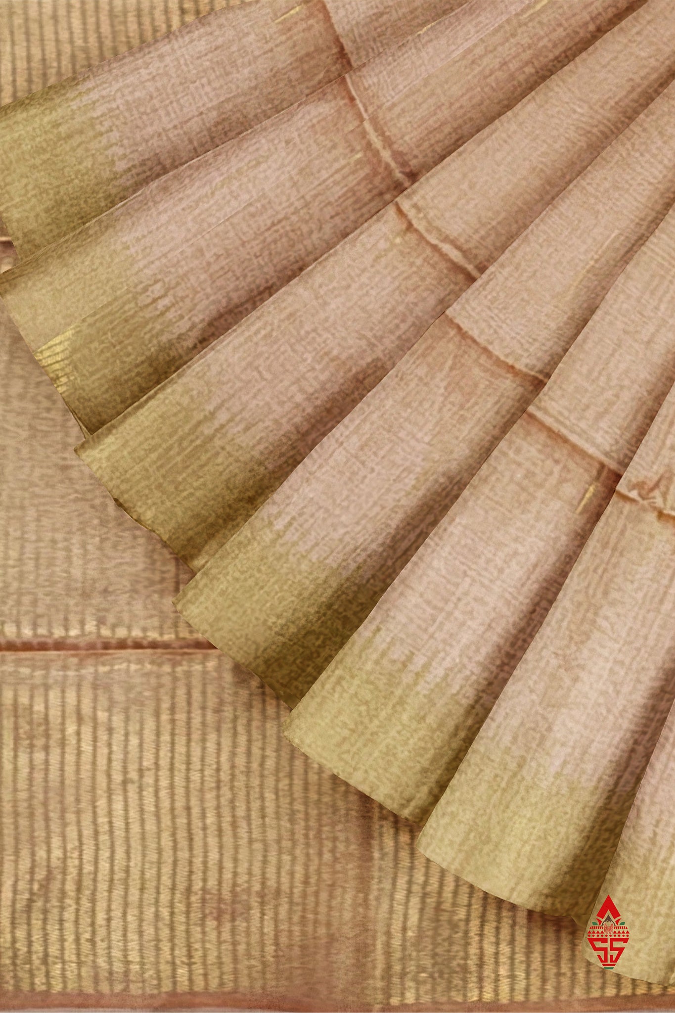 Light PeachFancy Saree With Temple Border