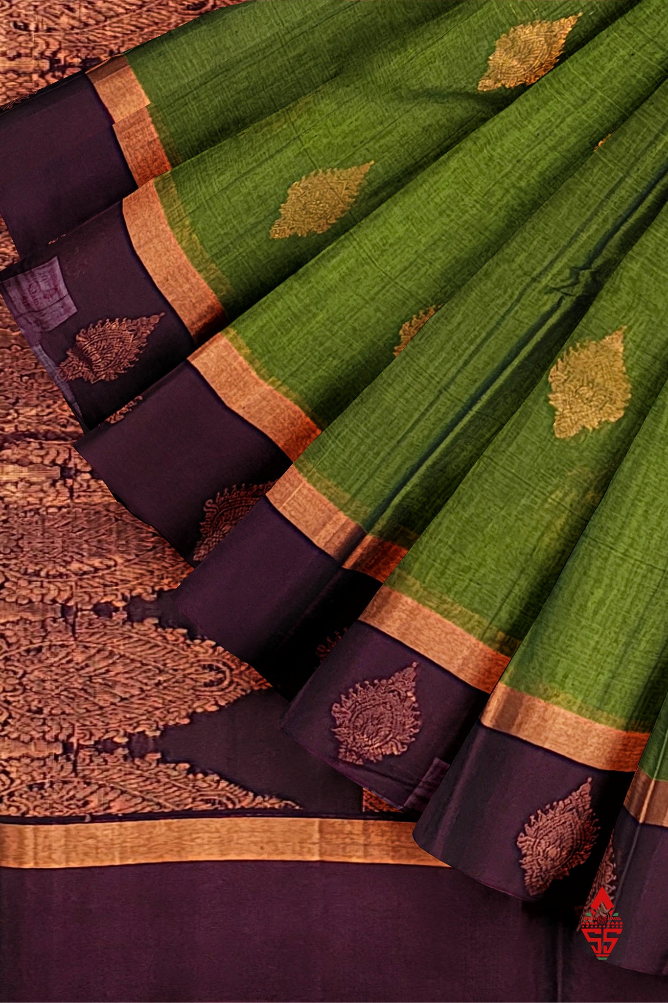 Green Beautiful SICO Cotton Saree With Violet Border