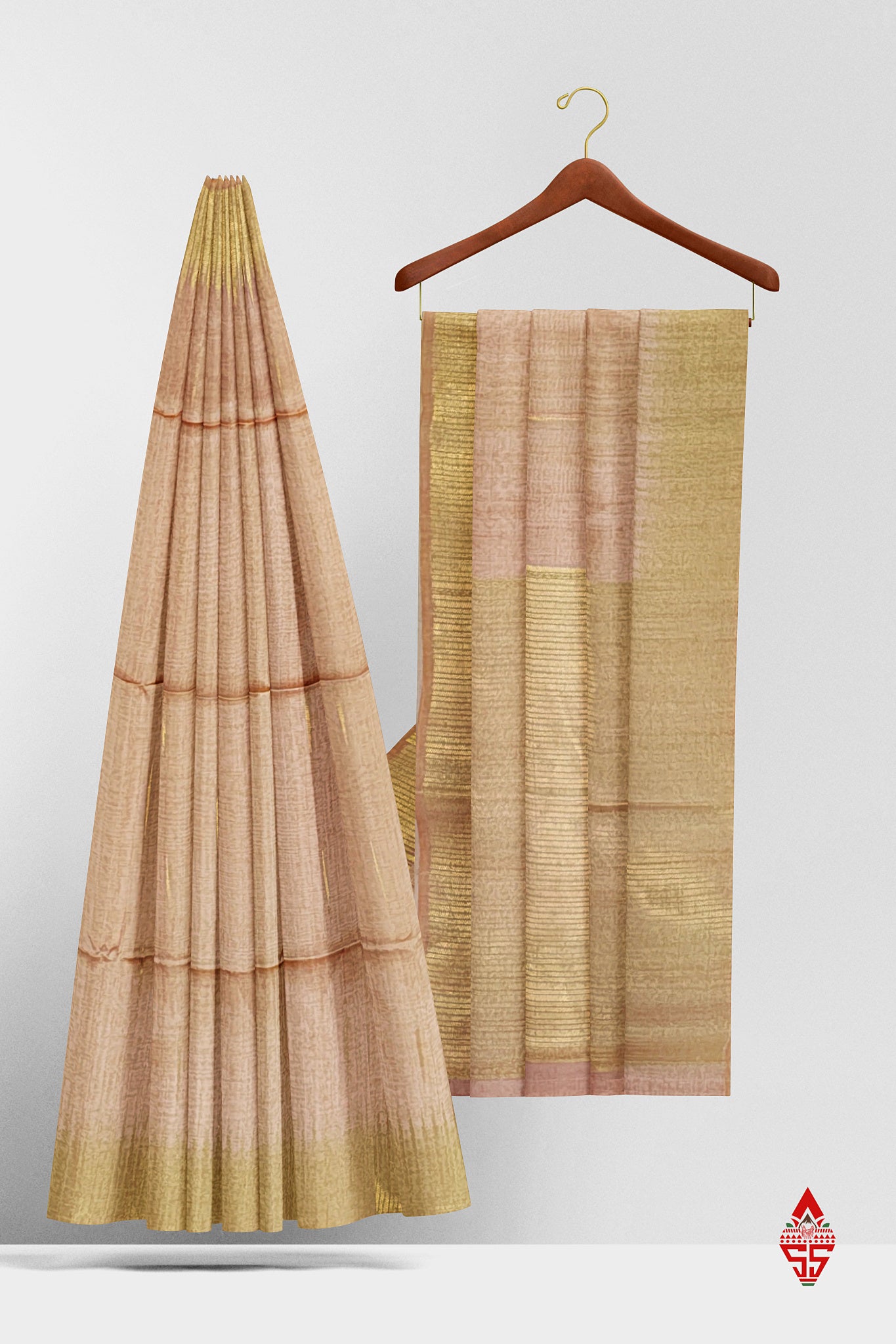 Light PeachFancy Saree With Temple Border