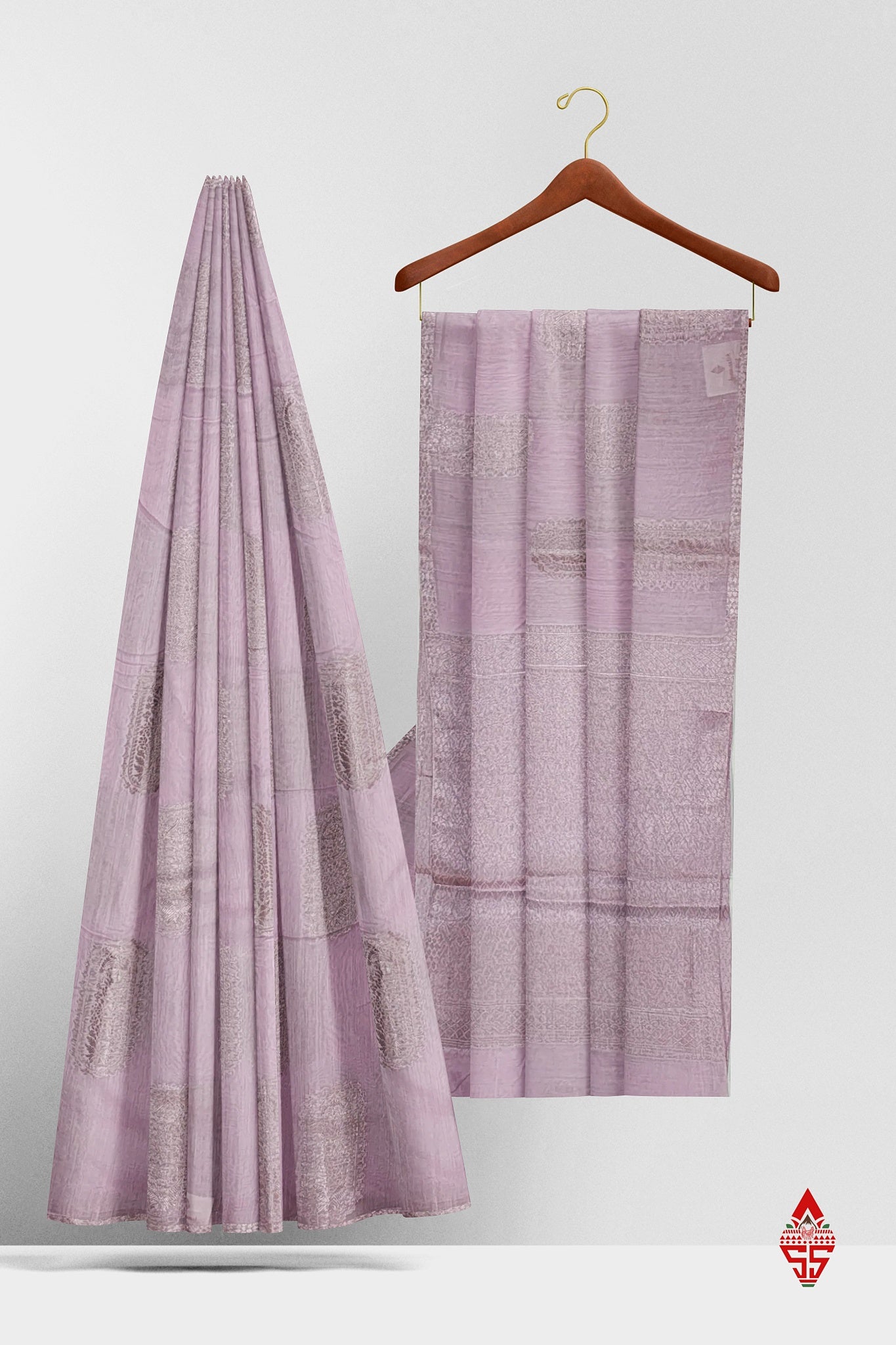 Light Lavender Beautiful Fancy Saree Without border