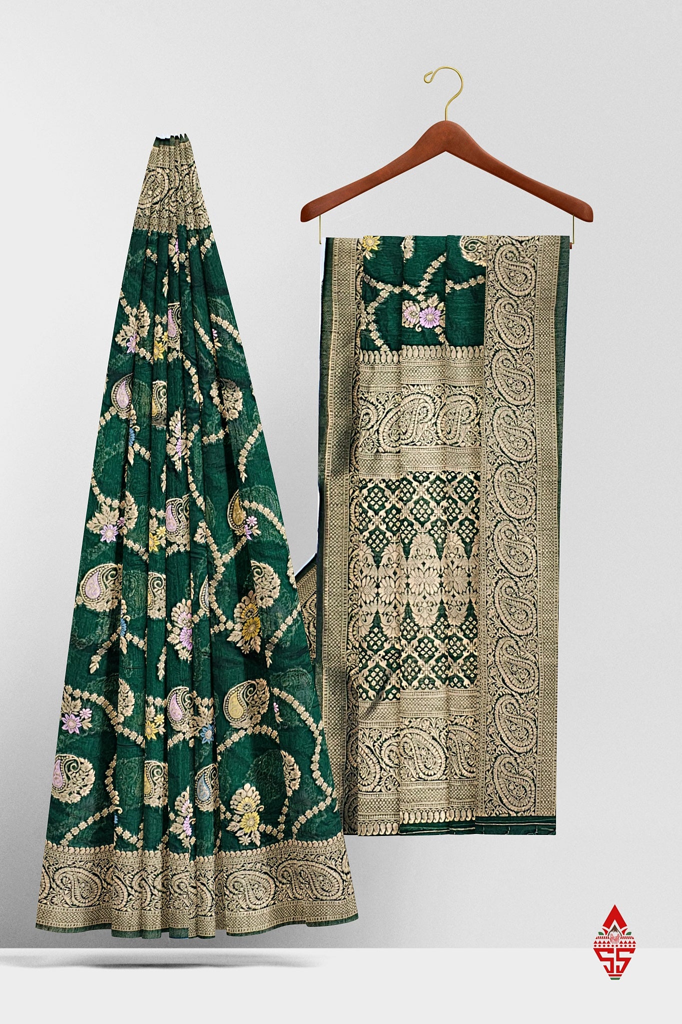 Bottle Green Grand Fancy Saree With Blouse