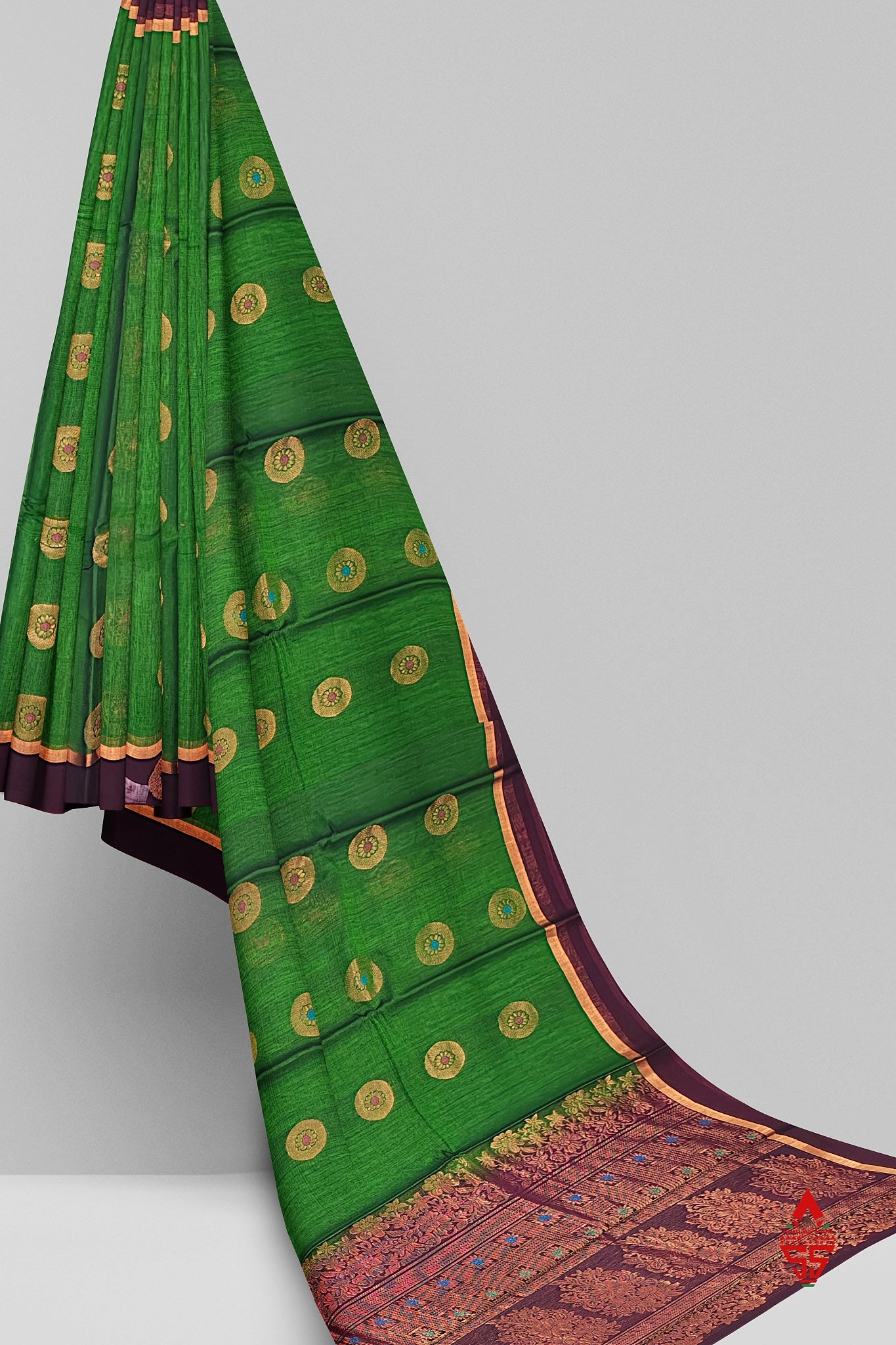 Green Beautiful SICOCotton Saree With Violet Border