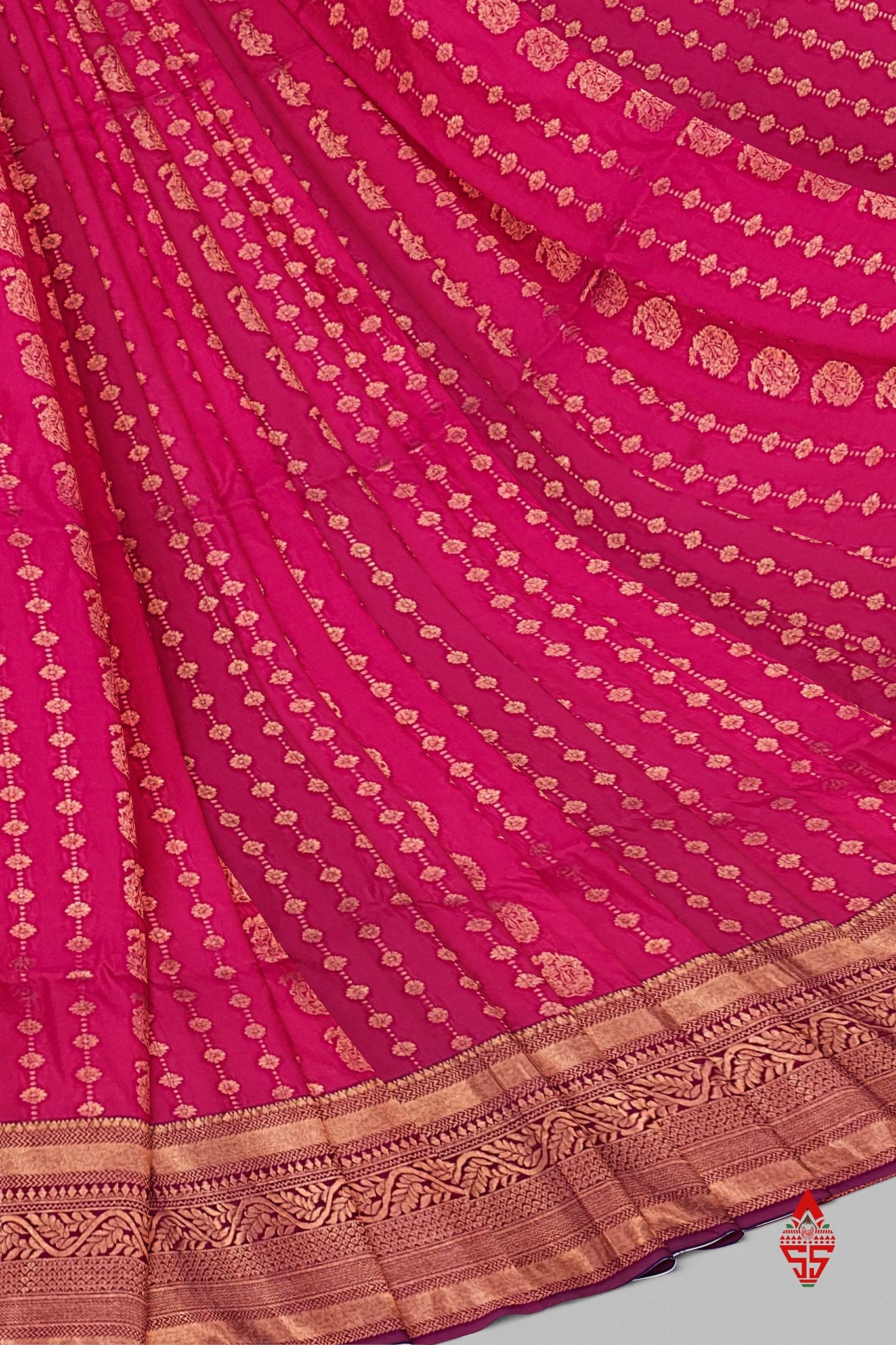 Reddish Pink Semi Soft Silk Saree With Violet Blouse