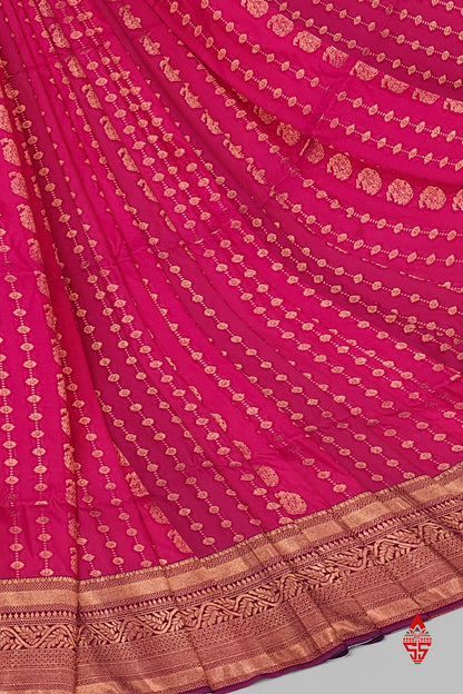 Reddish Pink Semi Soft Silk Saree With Violet Blouse