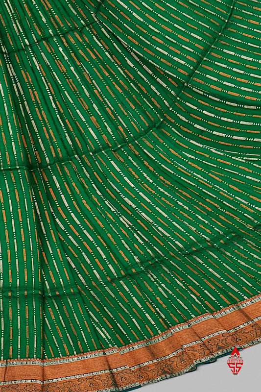 Green Semi Soft Silk Saree With Baby Violet Blouse