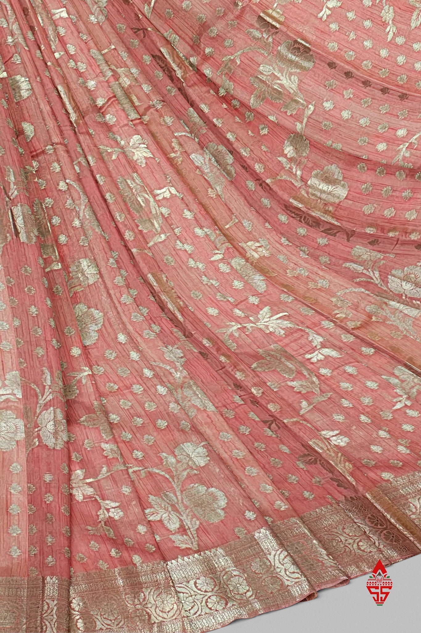 Baby Pink Beautiful Fancy Saree With Fancy Silver Zari Border