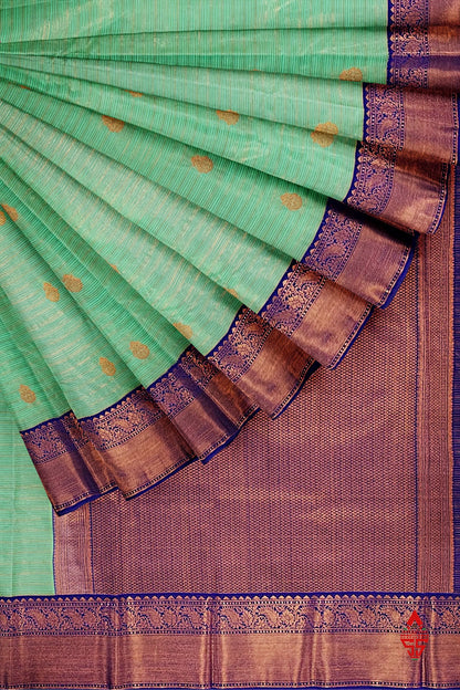 Rexsona Green Linses Semi Silk Saree With Violet Border