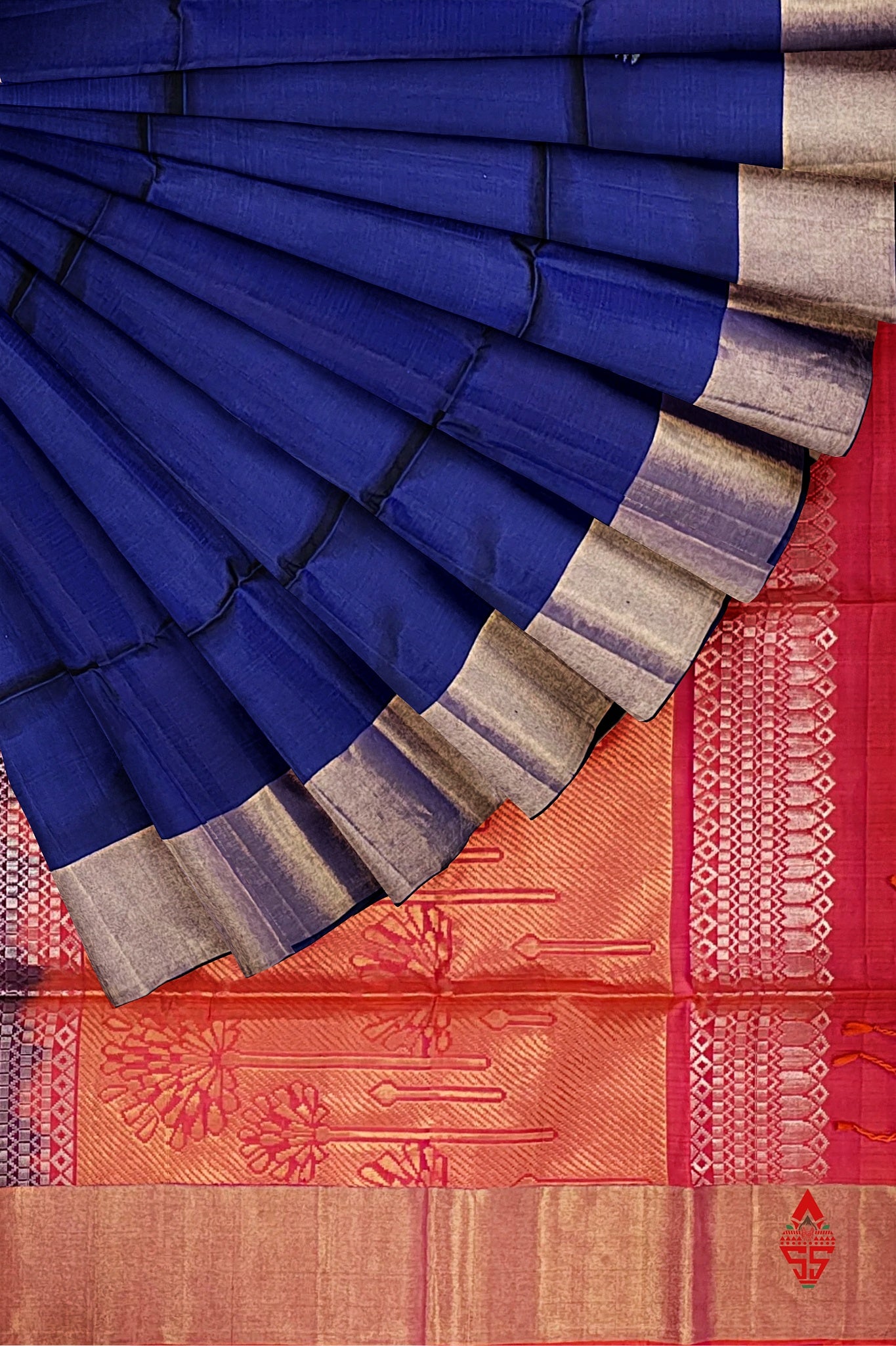 Royal Blue Fancy Pure Soft Silk Saree With Copper Zari Border