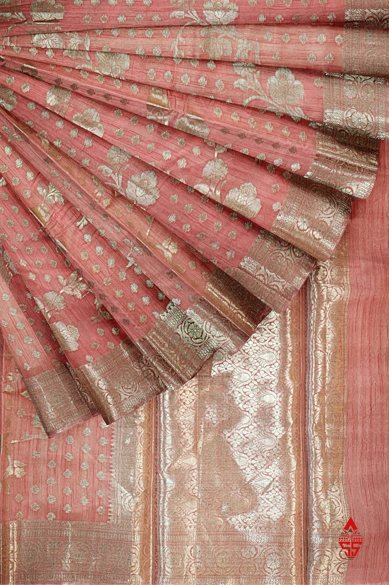Baby Pink Beautiful Fancy Saree With Fancy Silver Zari Border