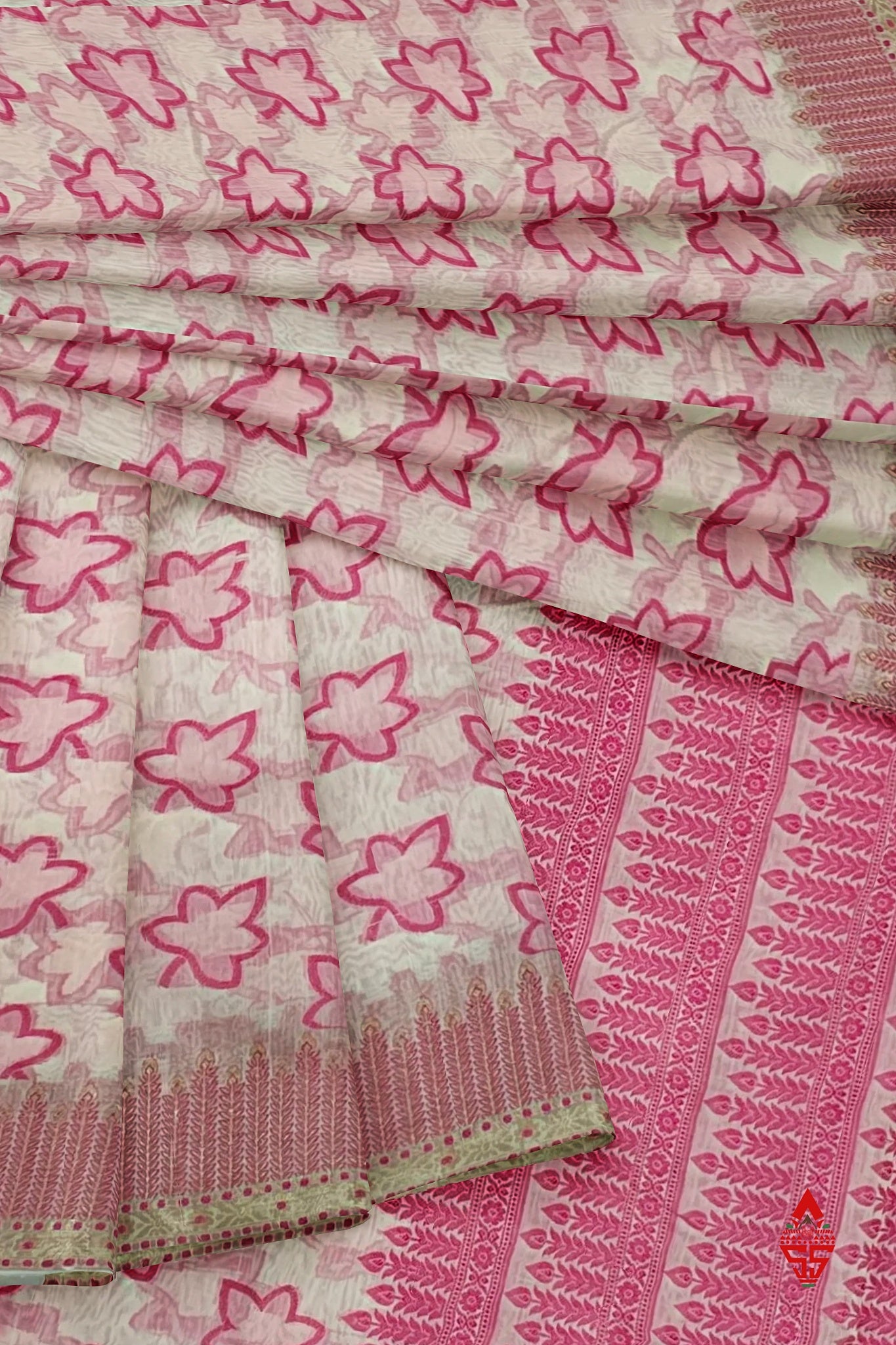 Half White Fancy Saree With designer Blouse