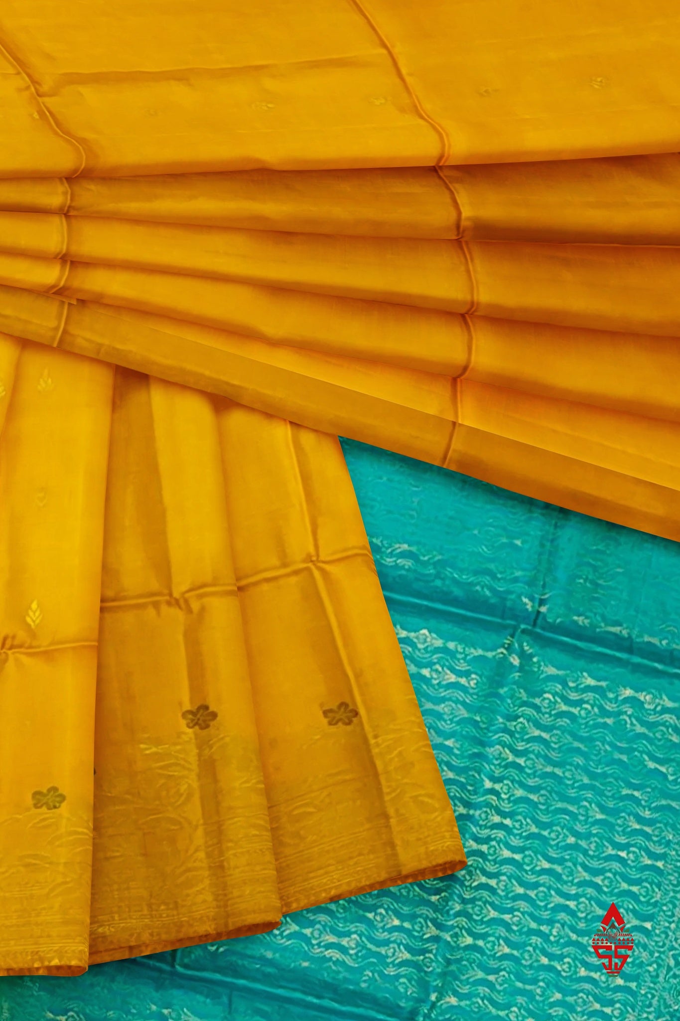 Yellow Fancy Pure Soft Silk Saree With Sapphire Blue Blouse