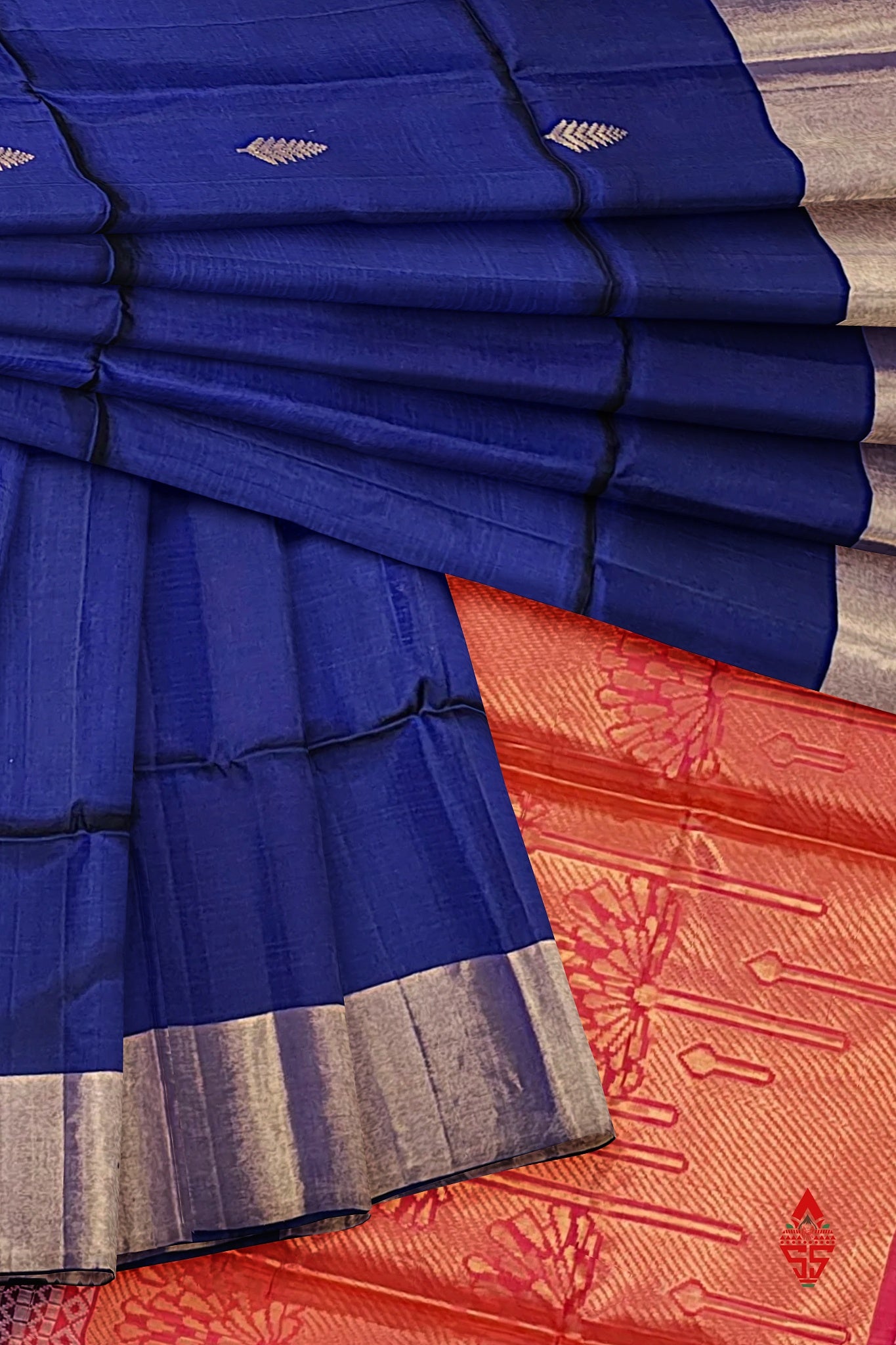 Royal Blue Fancy Pure Soft Silk Saree With Copper Zari Border