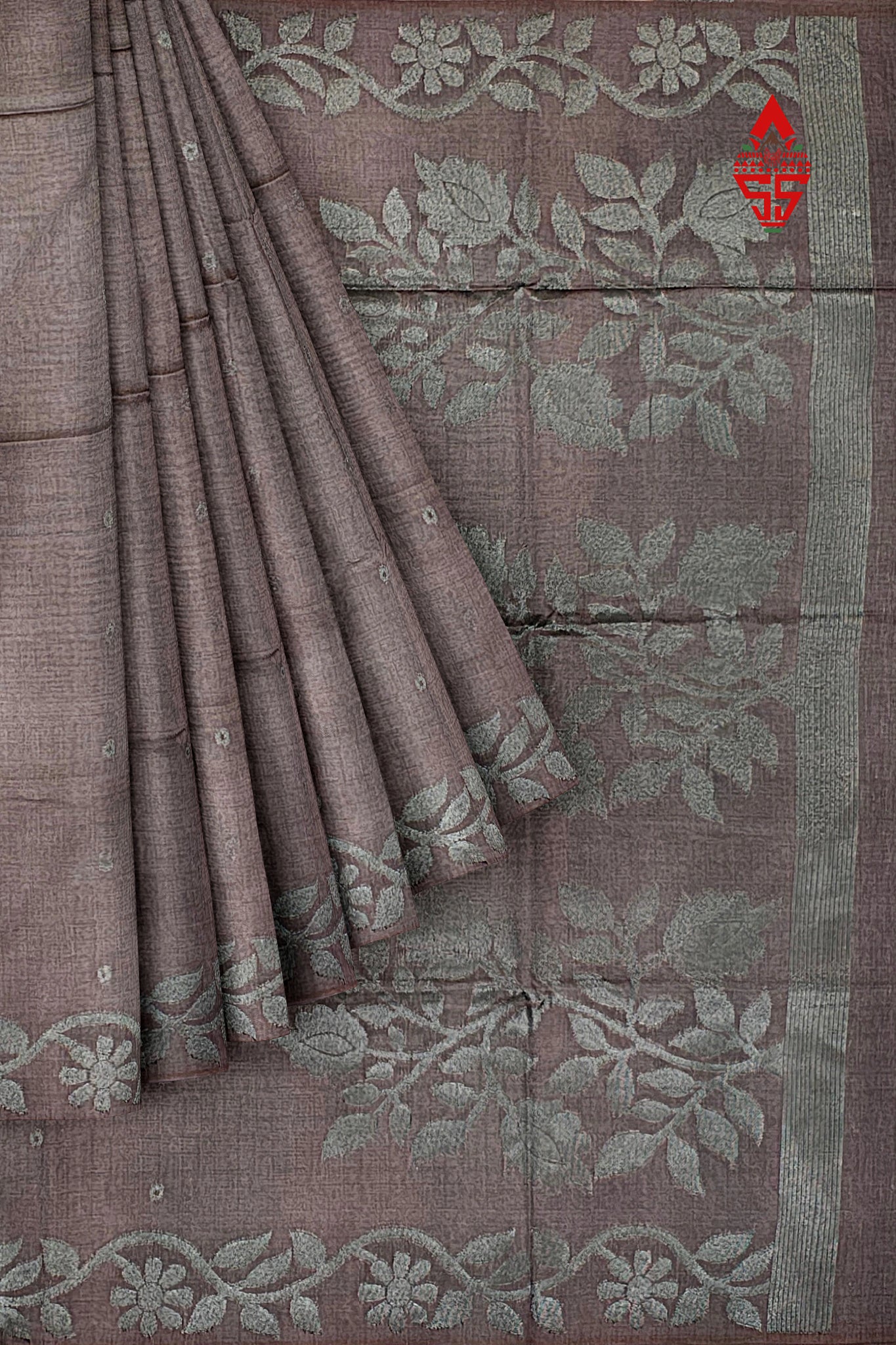Pinkish Brown Fancy Saree With Desinger Border
