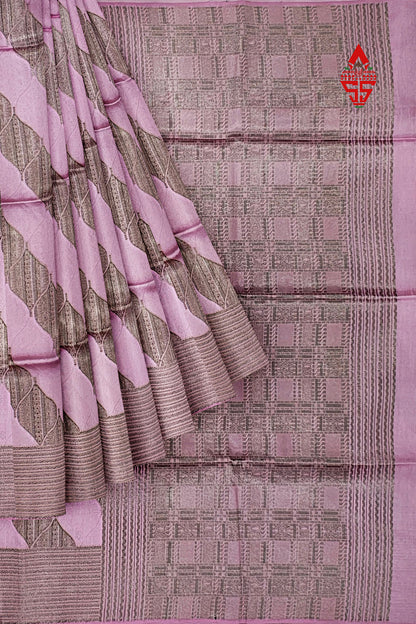Lavender Fancy Saree With Grey Border