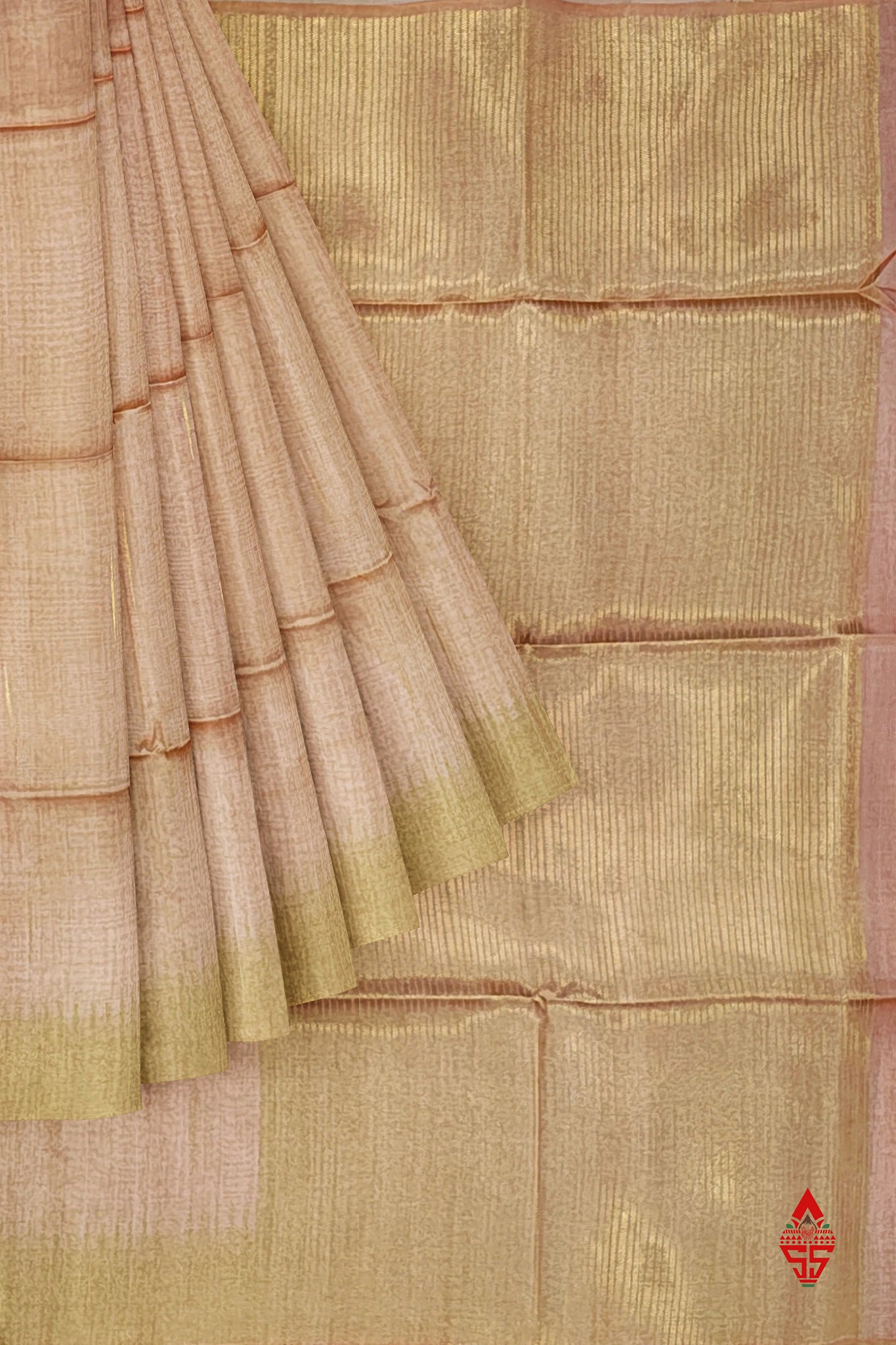 Light PeachFancy Saree With Temple Border