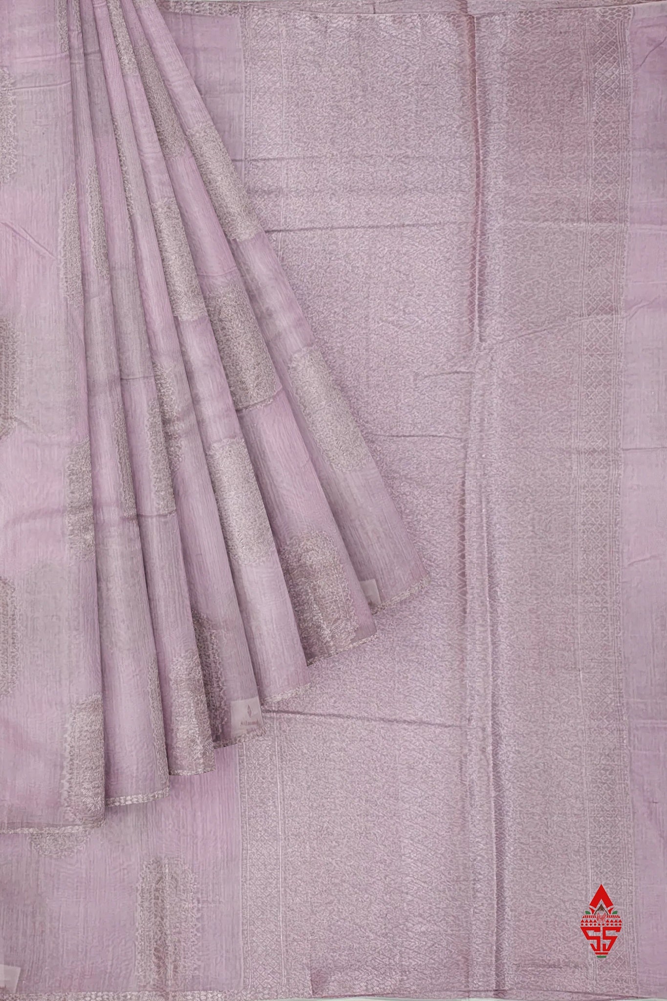 Light Lavender Beautiful Fancy Saree Without border