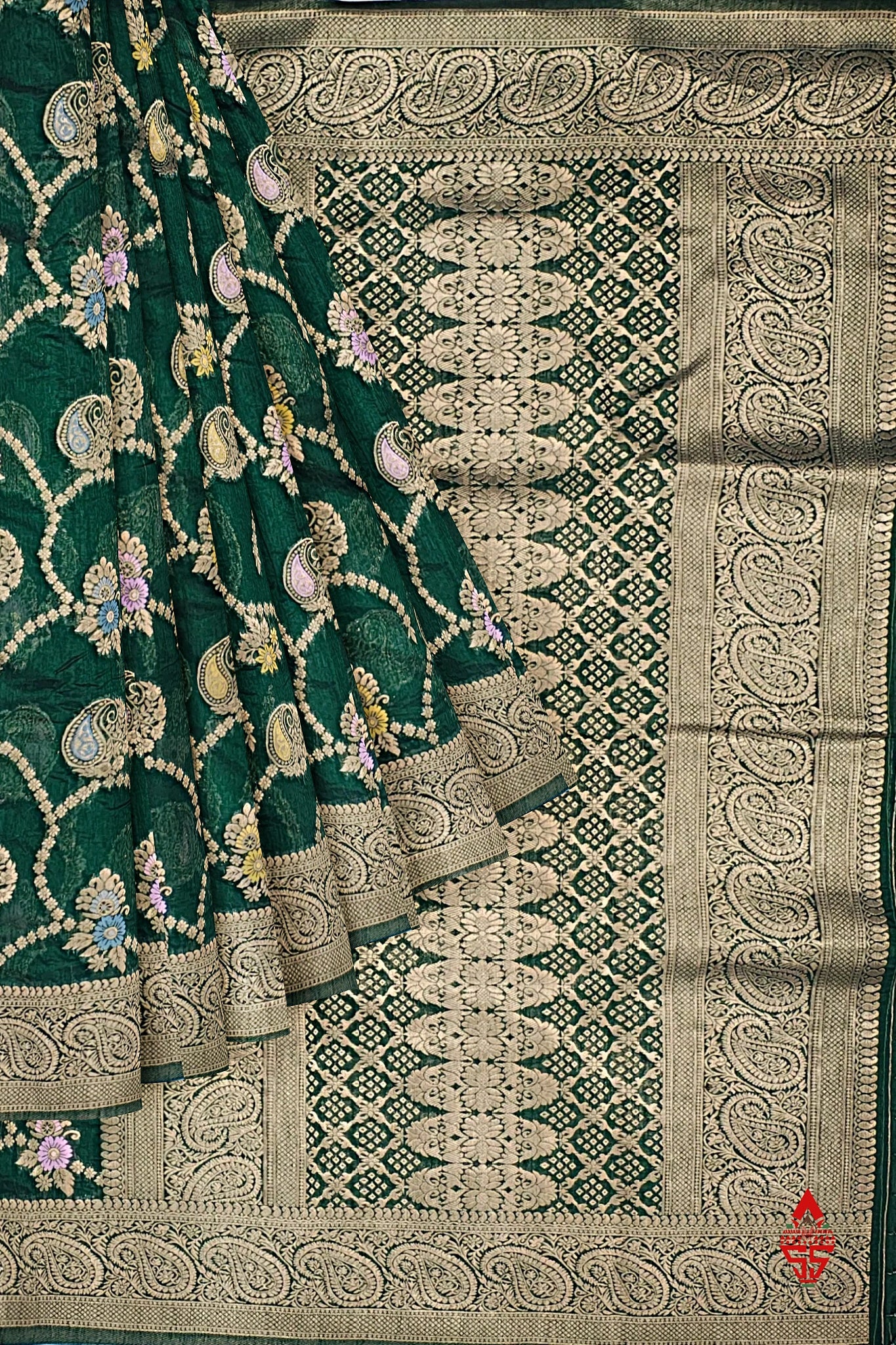 Bottle Green Grand Fancy Saree With Blouse