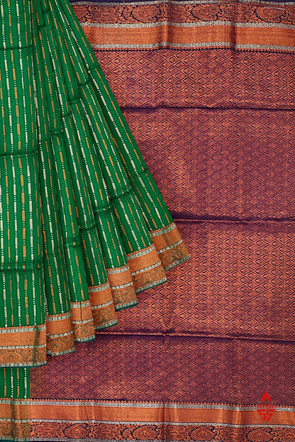 Green Semi Soft Silk Saree With Baby Violet Blouse