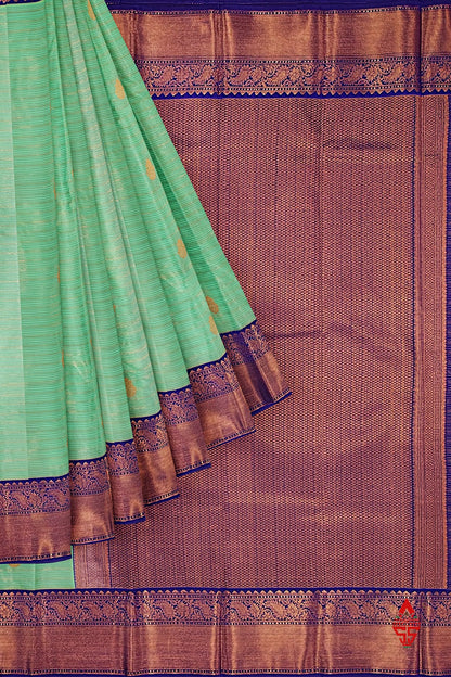Rexsona Green Linses Semi Silk Saree With Violet Border