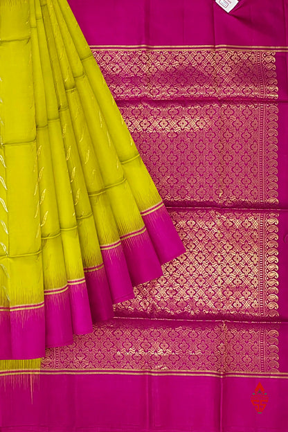 Yellow Fancy Pure Soft Silk Saree With Magenta Rose Blouse