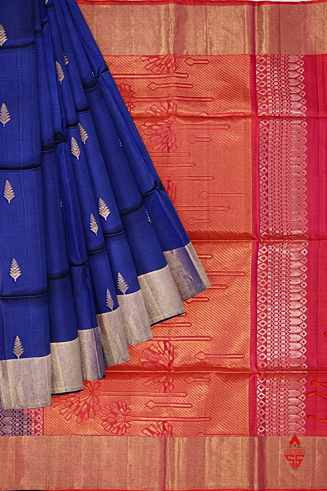Royal Blue Fancy Pure Soft Silk Saree With Copper Zari Border