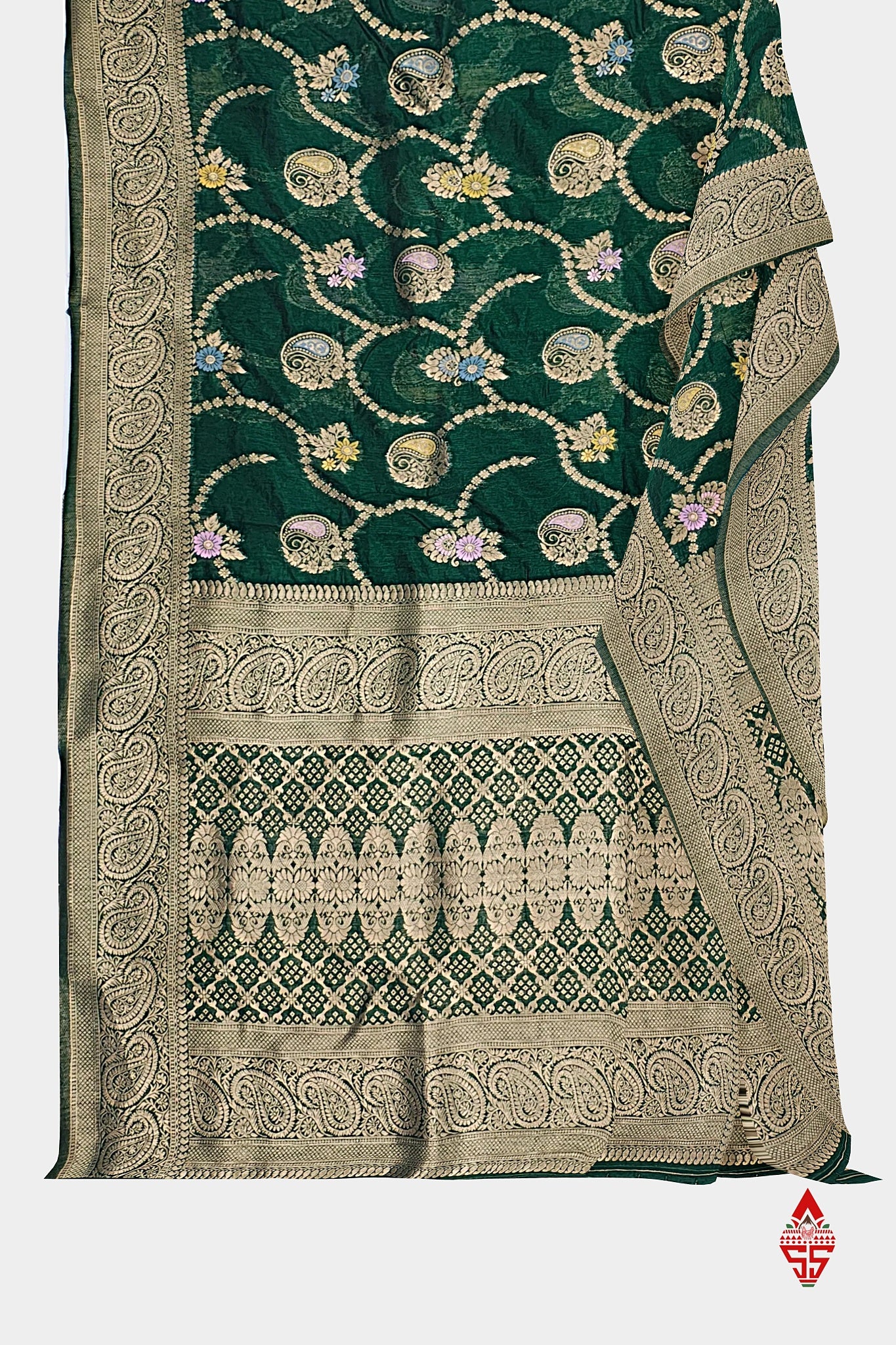 Bottle Green Grand Fancy Saree With Blouse