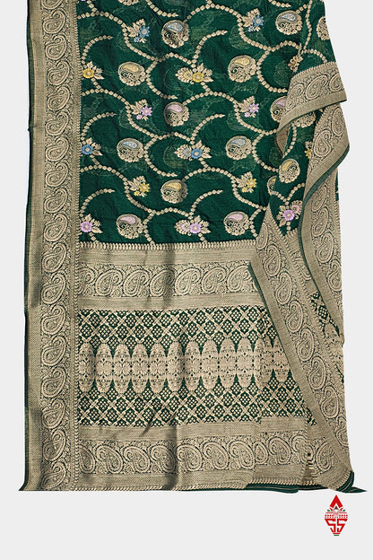 Bottle Green Grand Fancy Saree With Blouse