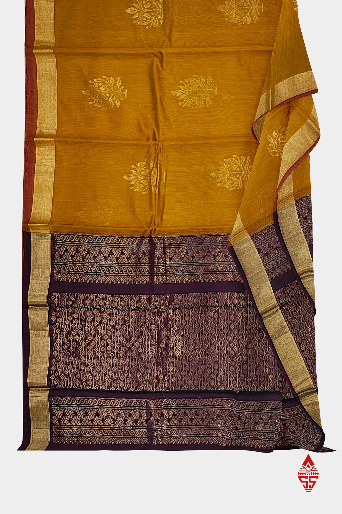Mustard Yellow Beautiful SICO Cotton Saree With Violet Blouse