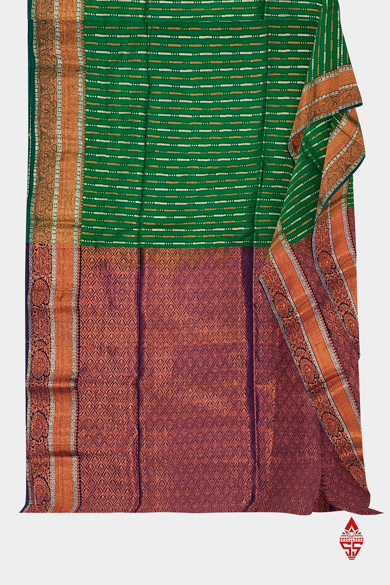 Green Semi Soft Silk Saree With Baby Violet Blouse